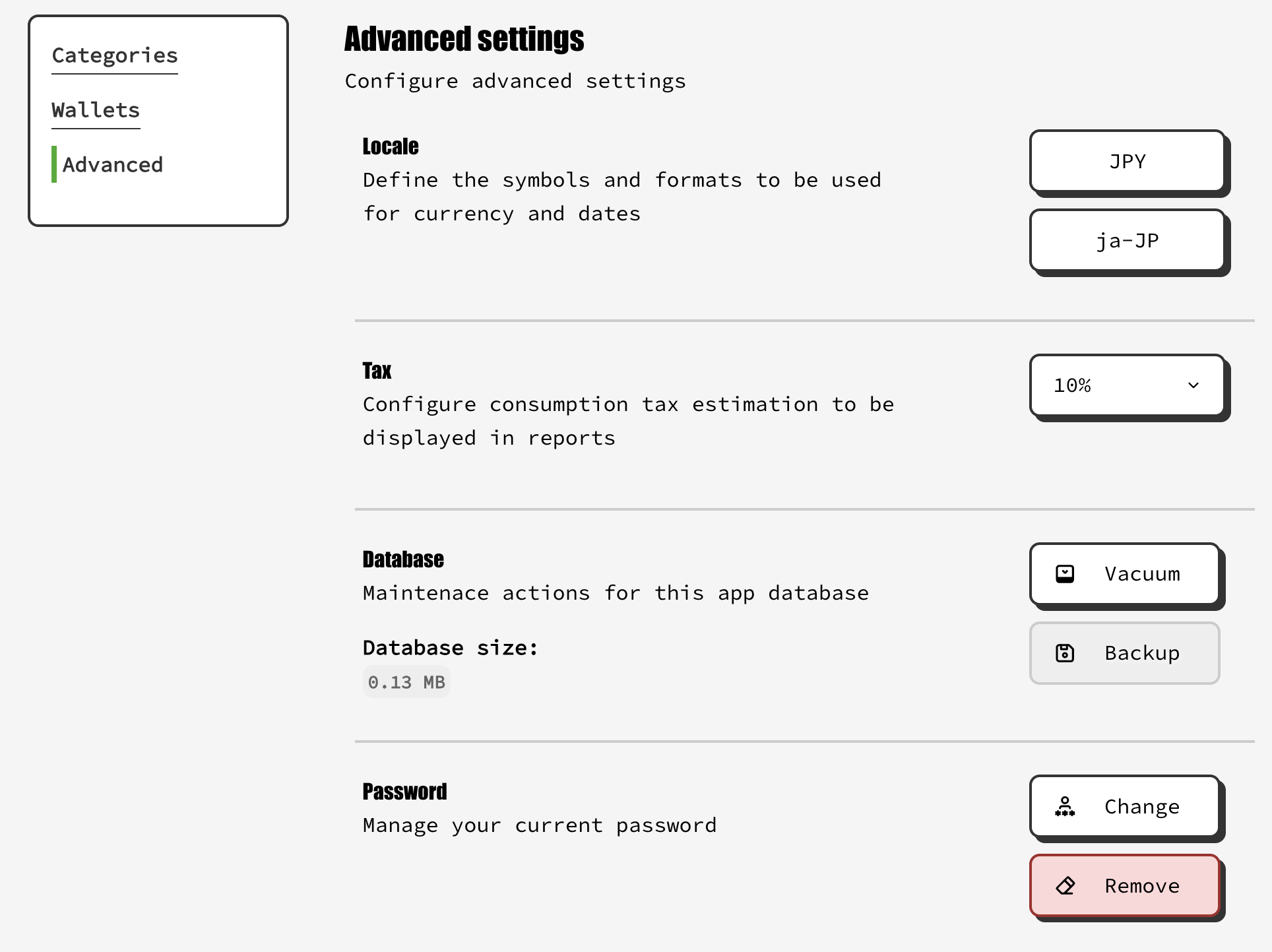 BookKeepr Advanced Settings